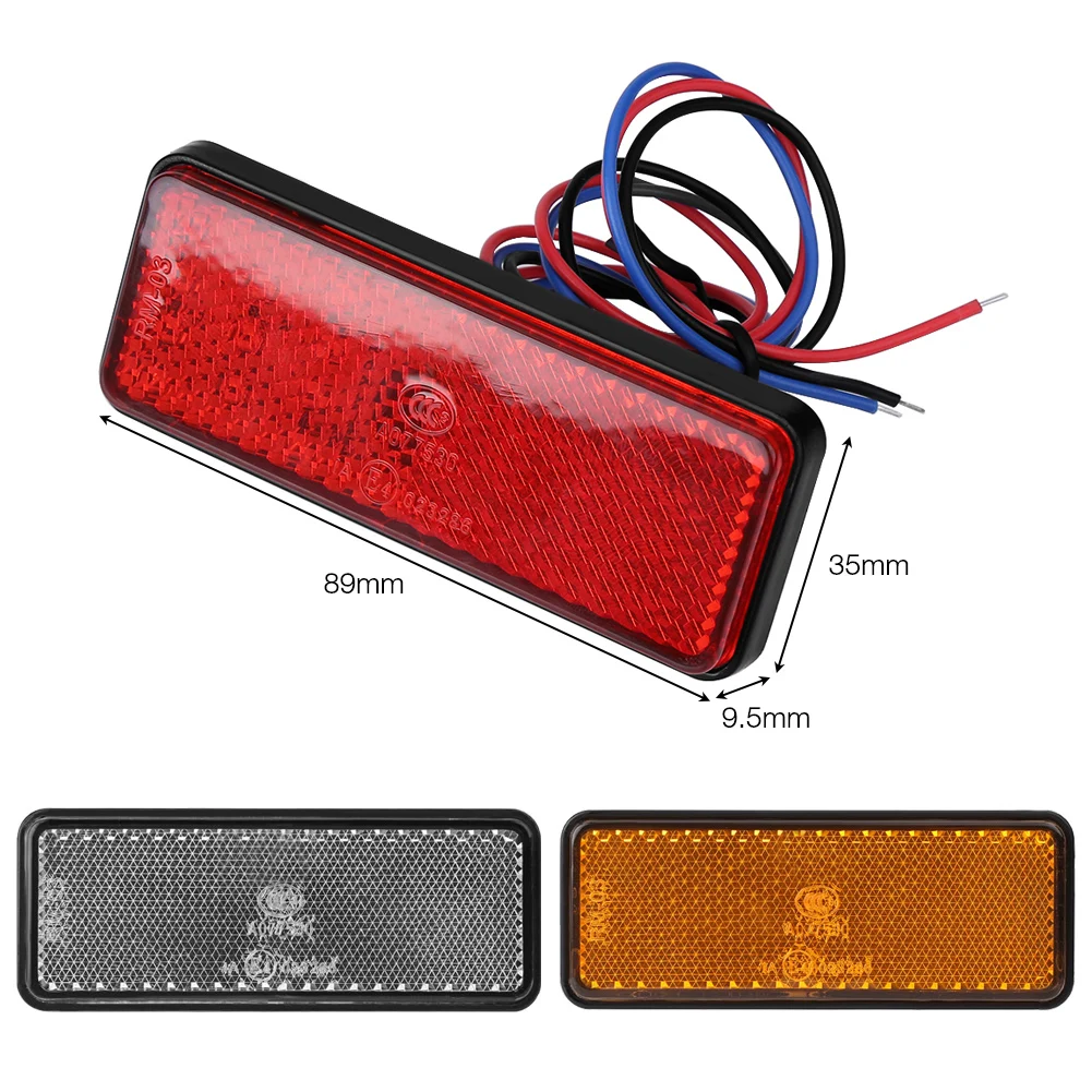 LED Tail Brake Light Universal Motorcycle Scooter Moped Rectangle LED Reflector Stop Lamp Rectangle Motorcycles Accessories