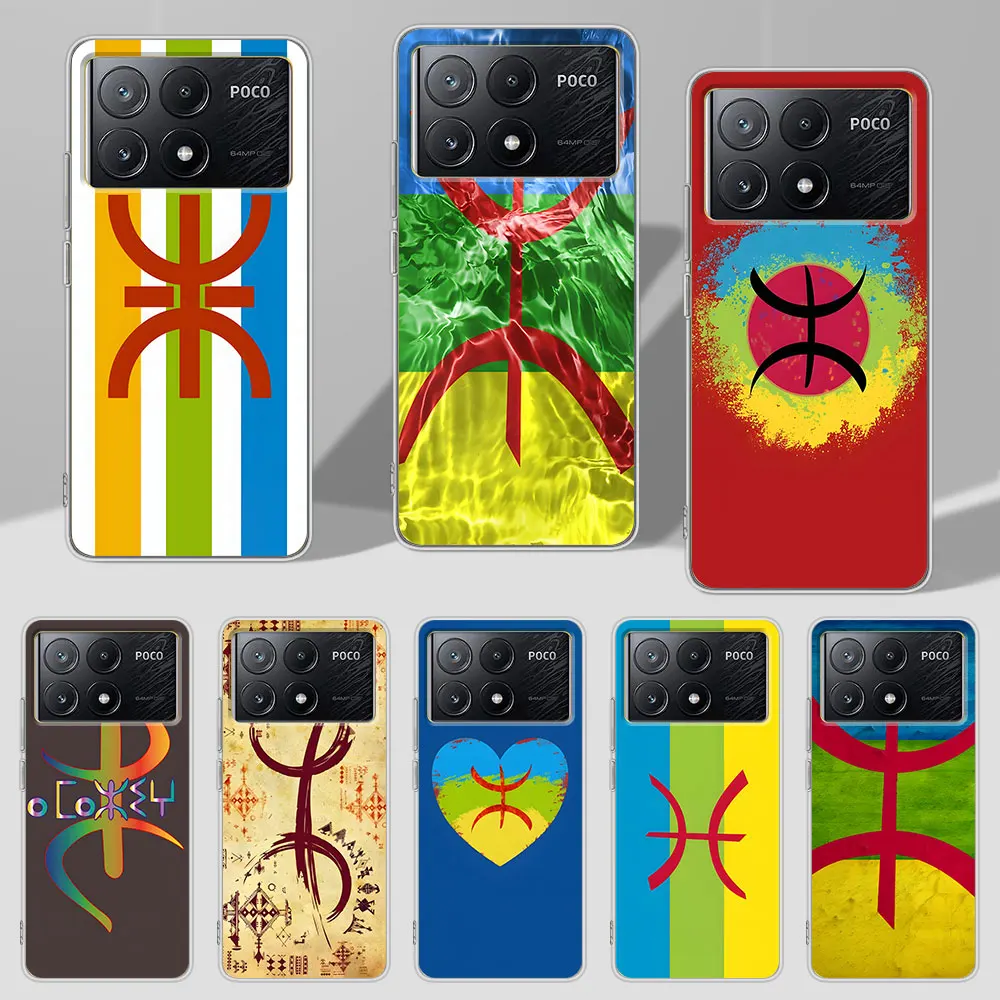 Amazigh Berber Flag Case for Xiaomi Poco X6 X5 F4 M5s X3 NFC Pocophone F1 F5 M5 M3 M4 GT F3 F2 X4 Pro Transparent Phone Cover