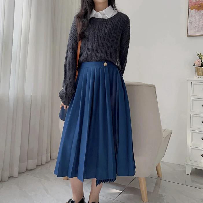 

Модная юбка миди с асимметричным подолом и складками, с завышенной талией, из полиэфирного волокна, для женщин в возрасте около 20 лет.