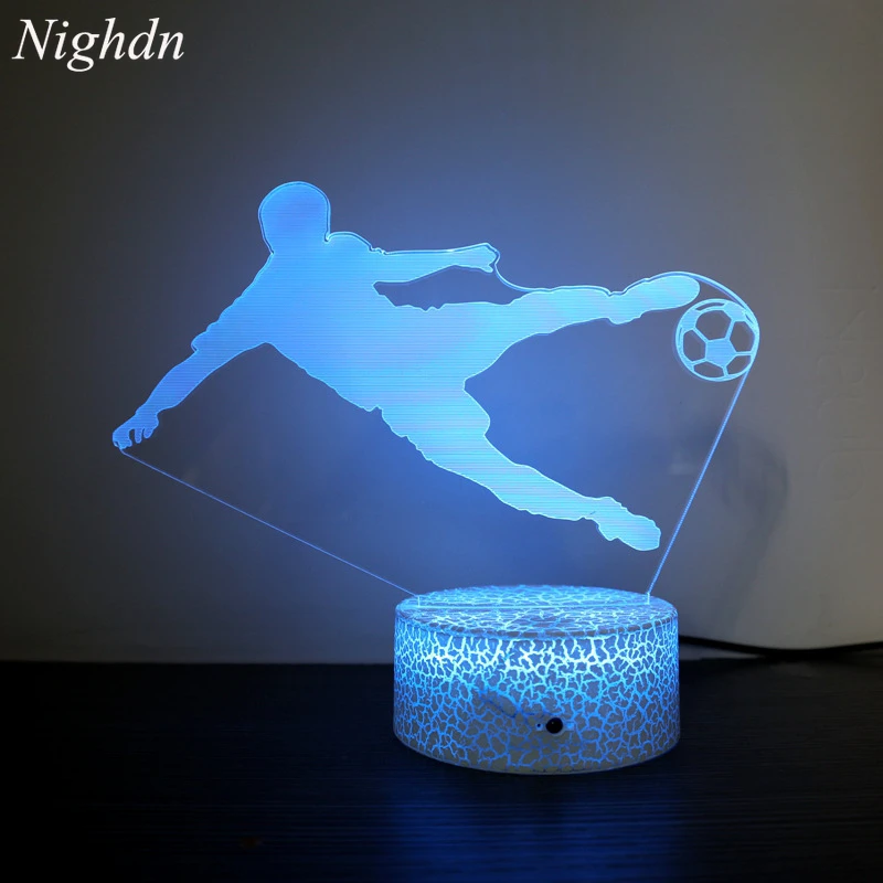 Nighdn Soccer Playing Night Light for Boys and Girls Football 3D Illusion Lamp Birthday Christmas Gifts for Kids Bedroom Decor