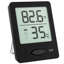 Humidity Gauge, Room Thermometer Hygrometer, Mini Size Indoor Thermometer With Air Comfort Indicator, Black