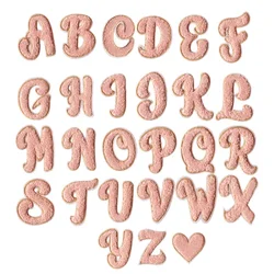 Pink Colors Heart Chenille Letters Patches Towel Embroidery Words Name Sewing Hat Sticker I Love You DIY Clothing Accessories