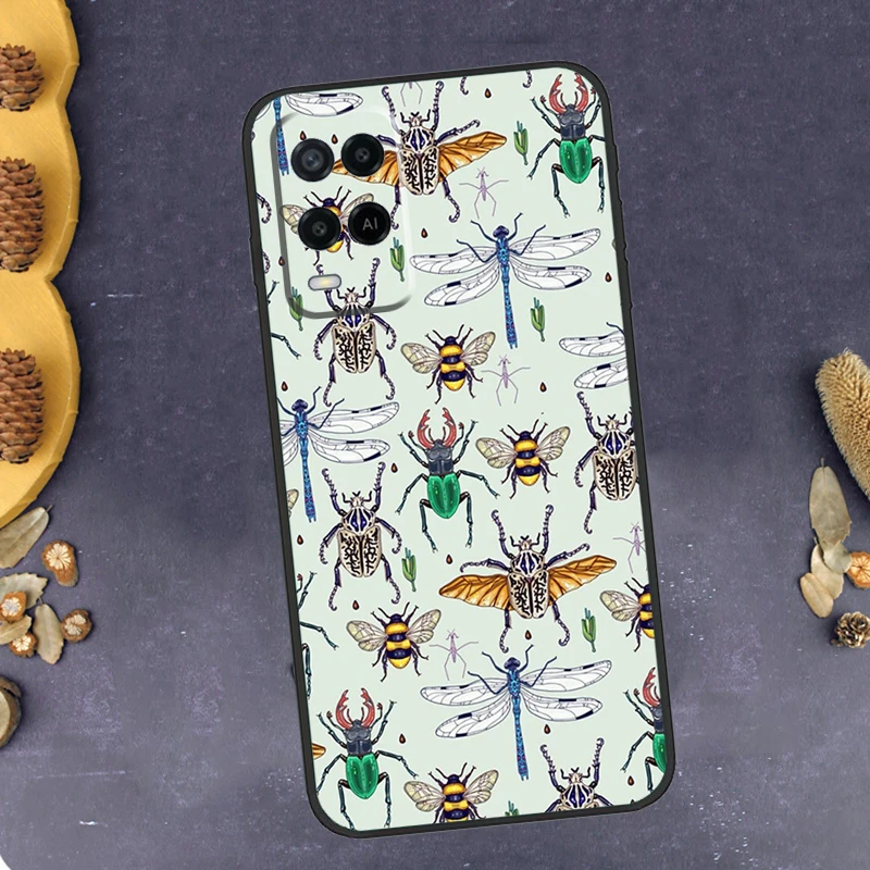 Moths insects botanical butterflies Funda For OPPO A5 A9 A31 A53 A54S A57S A15 A16 A17 A57 A54 A74 A52 A72 A76 A96 A53S Case