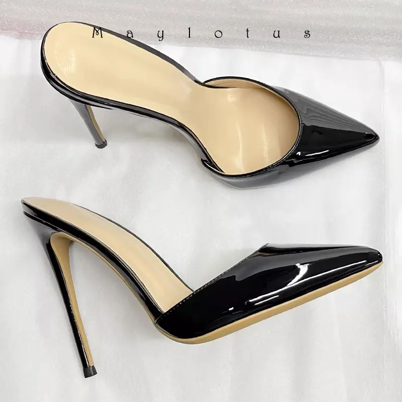 

8/10/12cm Point Toe High Heels Mules Fetish Summer Sandals Stiletto Slippers Prom Platform Stripper Candy Color Mule