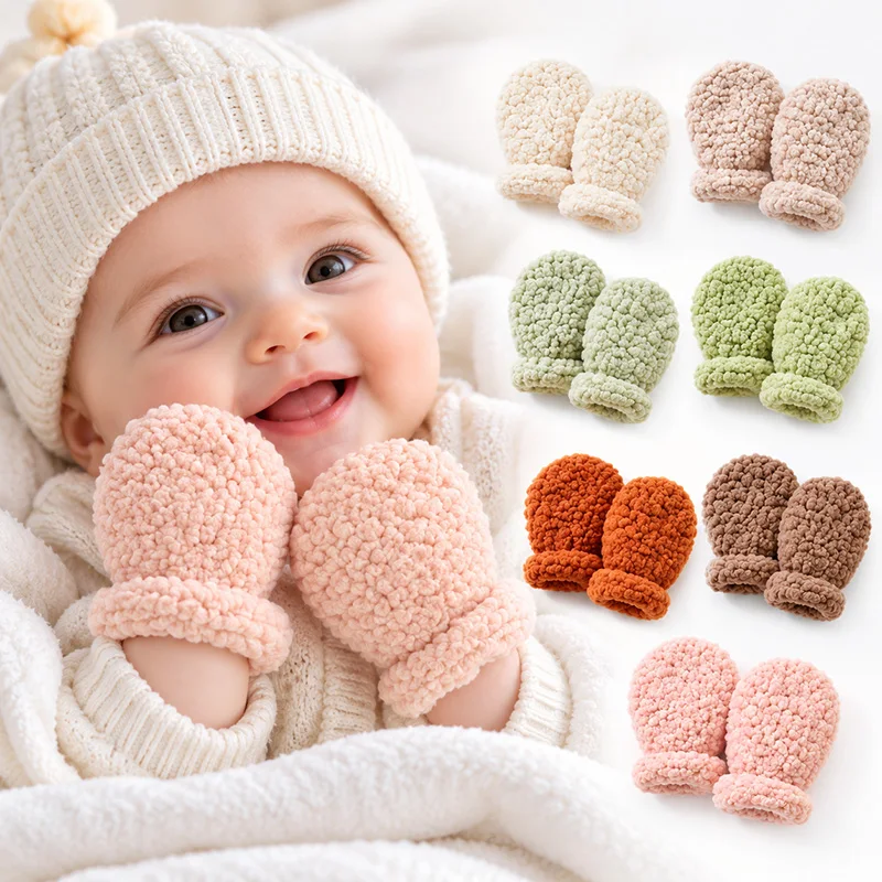 Baby Winter Mittens Thick Warm Anti Scratch Gloves for Newborn Soft Fleece Infant Hand Covers Toddler Winter Accessorie 0-1Y