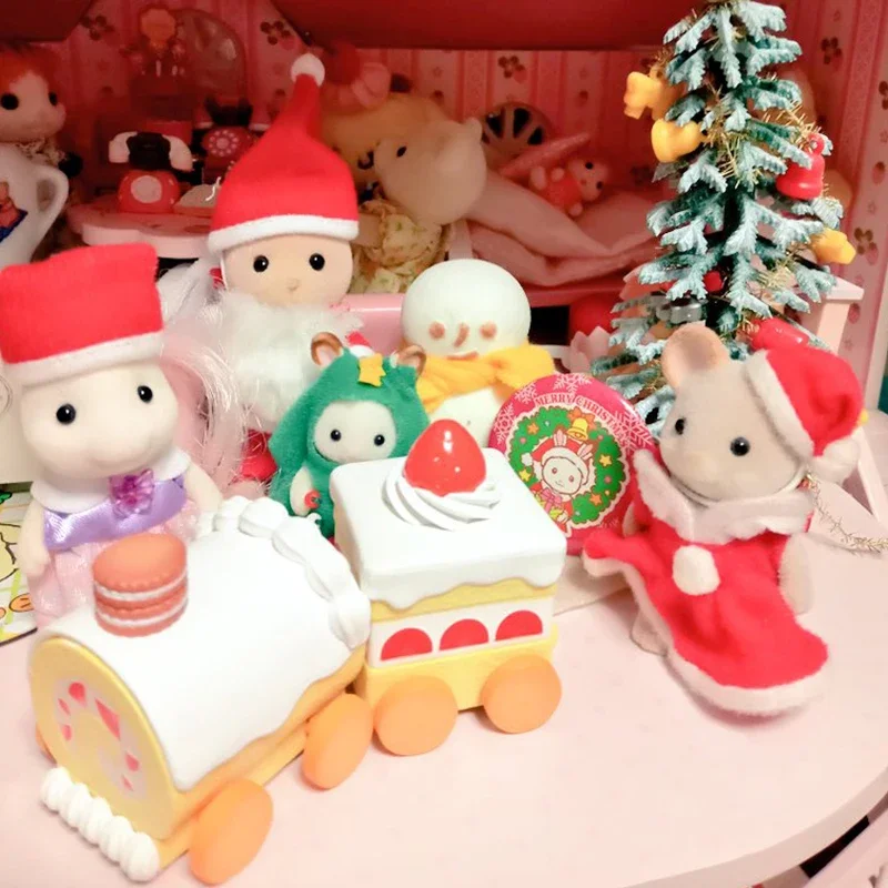 Mainan Model Figur Aksi Ornamen Desktop Koleksi Kawaii Gashapon Kereta Kue Biskuit