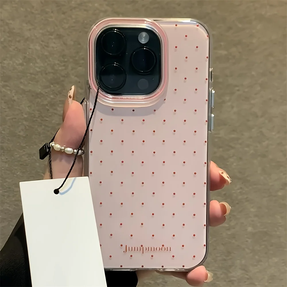 Simple Pink Polka Dot Design Phone Case for Samsung Galaxy S25 S24 S23 S22 S21 FE Ultra Plus 4G 5G Feather Texture Back Cover - náhled 3