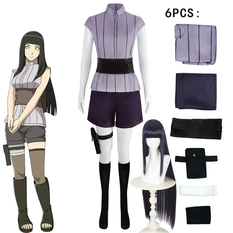 Hyuga Hinata Cosplay Costume Wig Women Outfits Halloween Carnival Party Suit Hyuuga Ninja Cosplayer