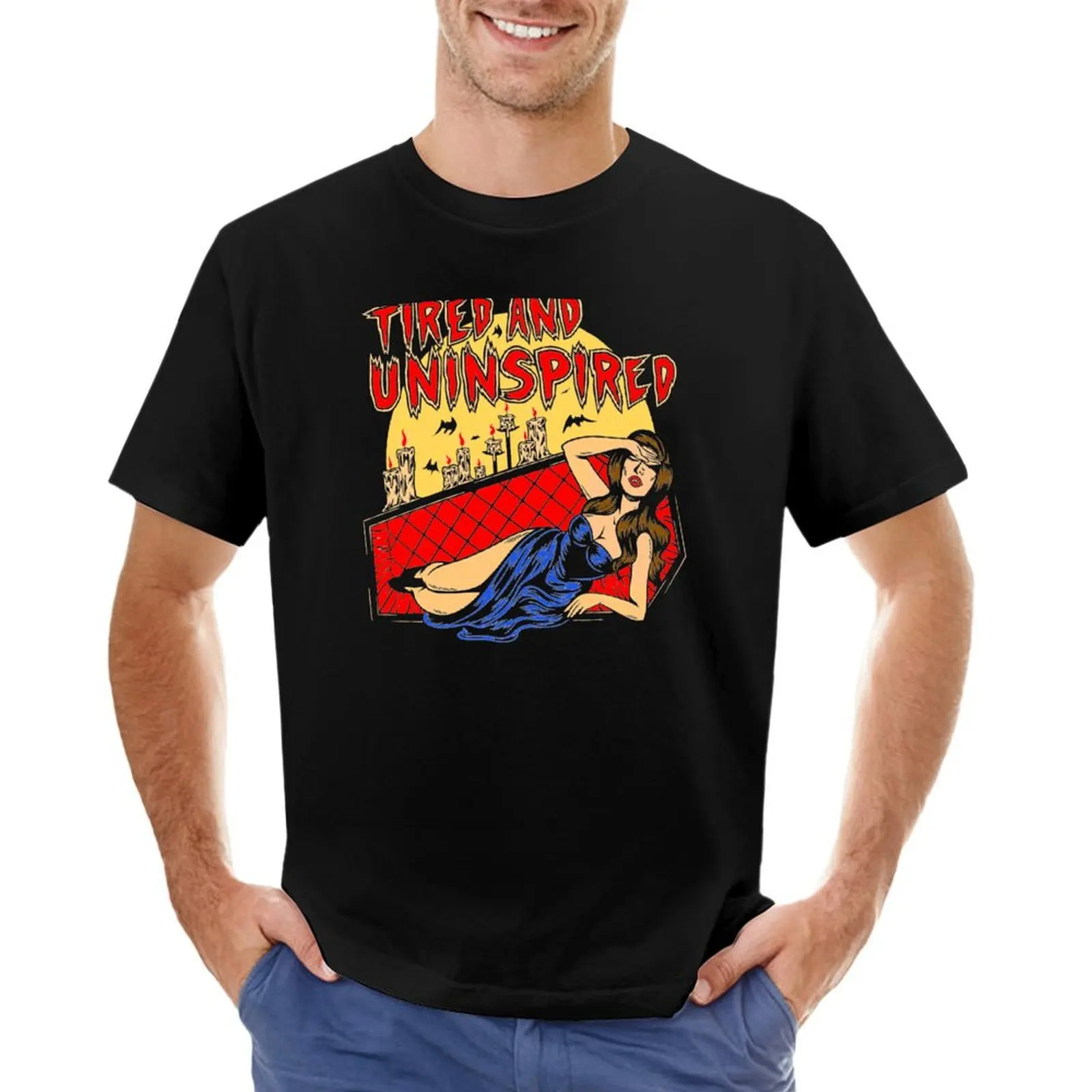 Tired and uninspired T-Shirt vintage t shirts plus size clothes mens plain t shirts