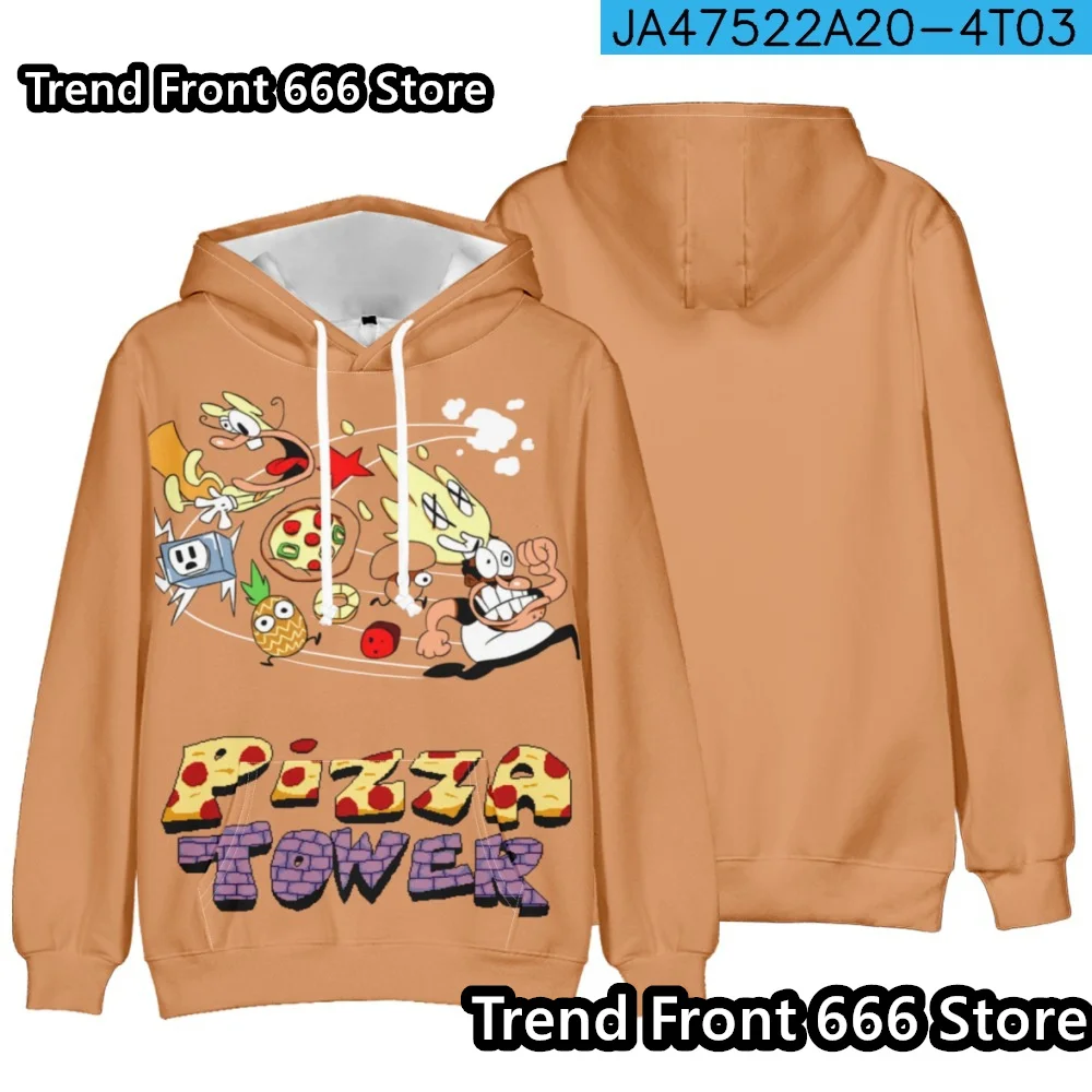 Neu kommt Pizza Tower 3D-Druck Jungen Mädchen Hoodie Kinder Pullover Hoodies heißes Spiel Hoodies