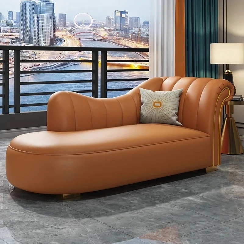 Light luxury leather chaise longue modern simple high-end atmosphere small apartment living room bedroom beauty couch
