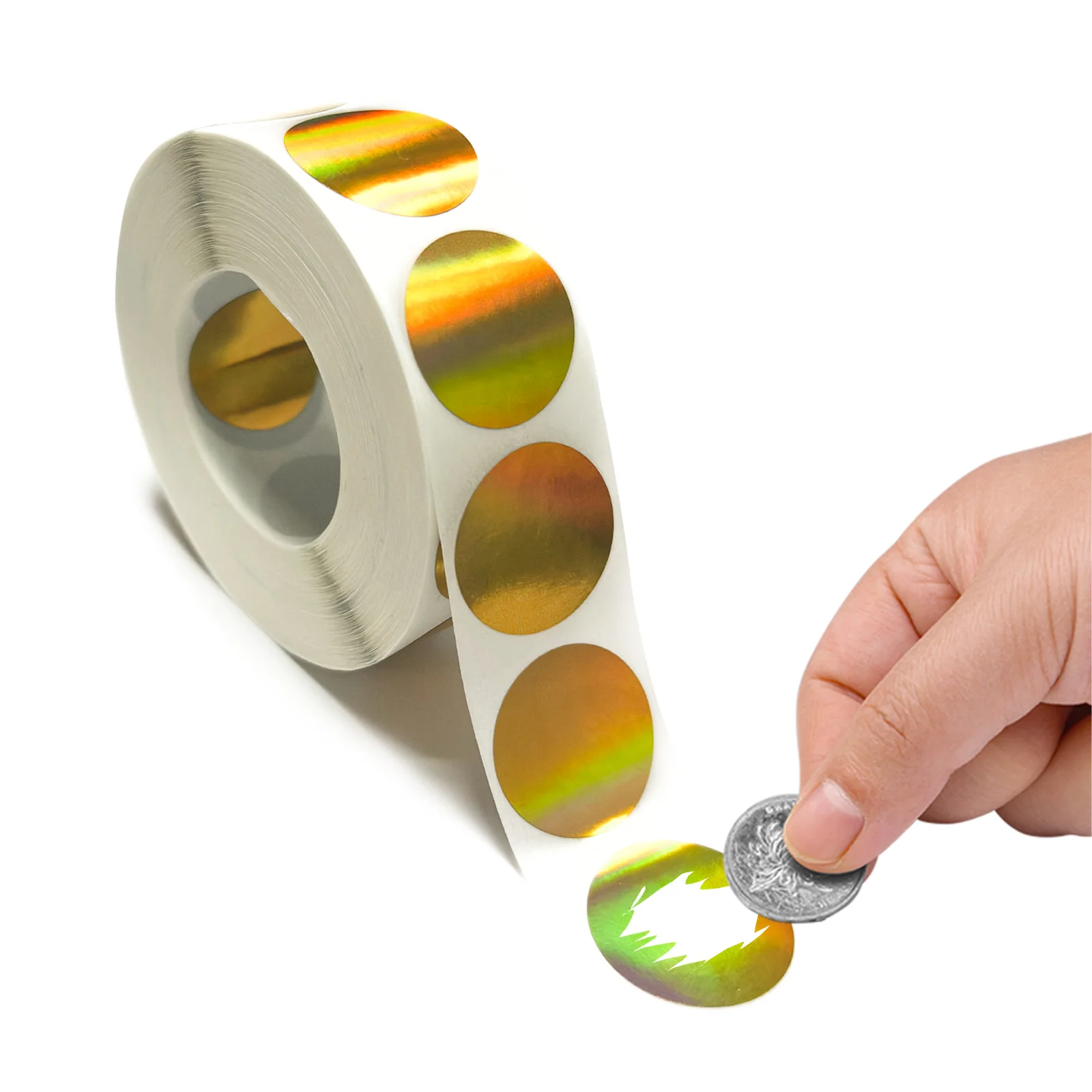 

Scratch Off Stickers 25*25mm Round Gold Holographic Laser Color Metallic Hologram game Scratch Sticker Scratch Off Card