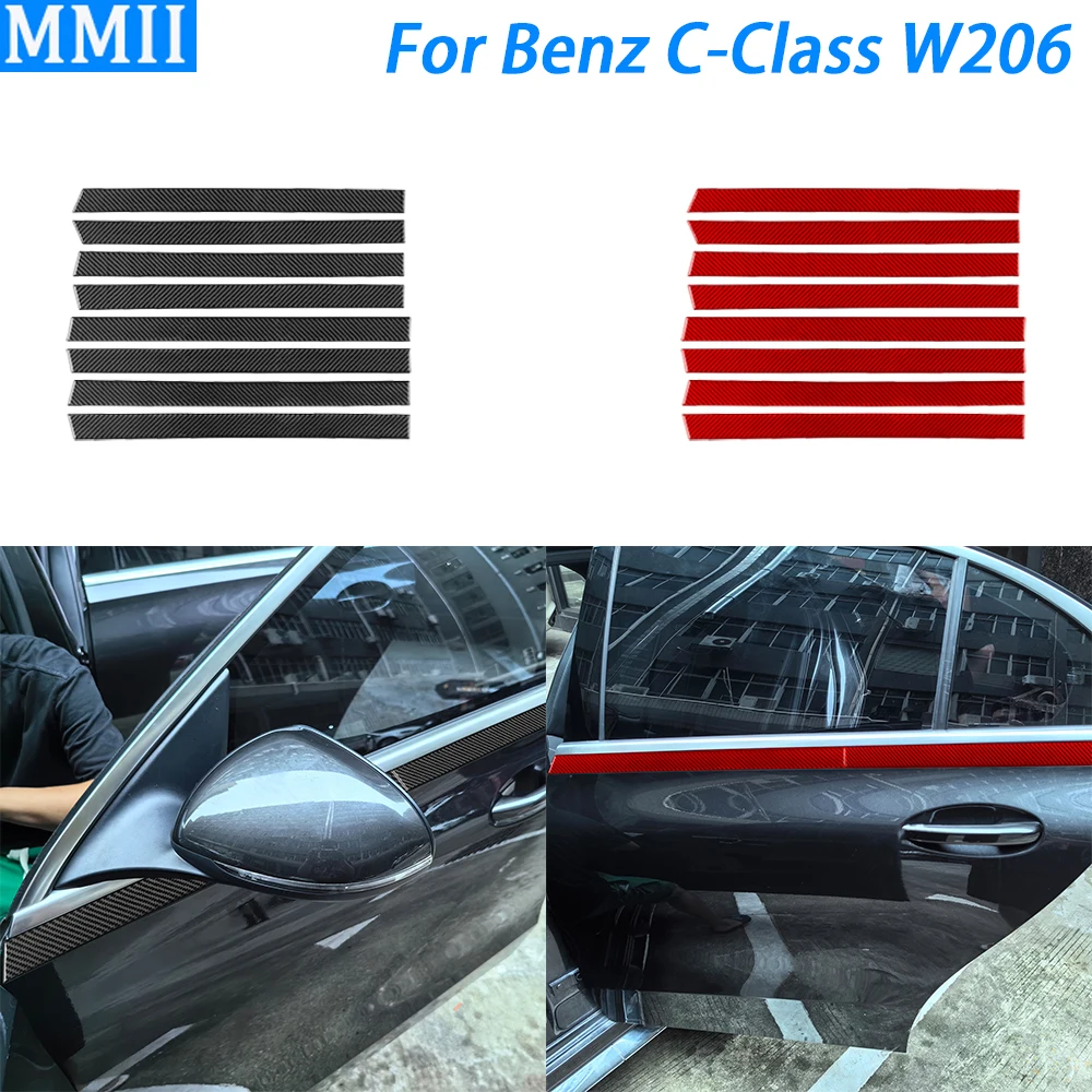 

For Benz C-Class W206 2022 2023 2024 Real Carbon Fiber Exterior Door Panel Decorative Strips Car Decoration Accessories Sticker