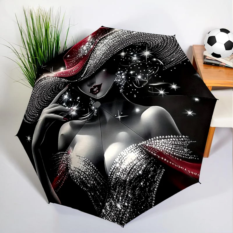 1PC Diamond Woman Umbrella Automatic Open/close, Sturdy Iron Frame & 8-Rib Struct, Umbrella for Women & Men, Christmas Giftss