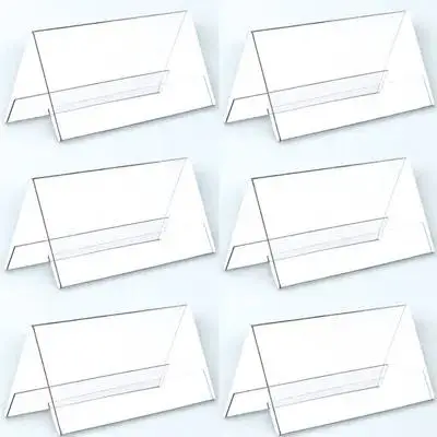 

6pcs Acrylic Place Cards Clear Table Number Holders For Wedding Party Seating Stand Reusable Name Cards Blank Signs