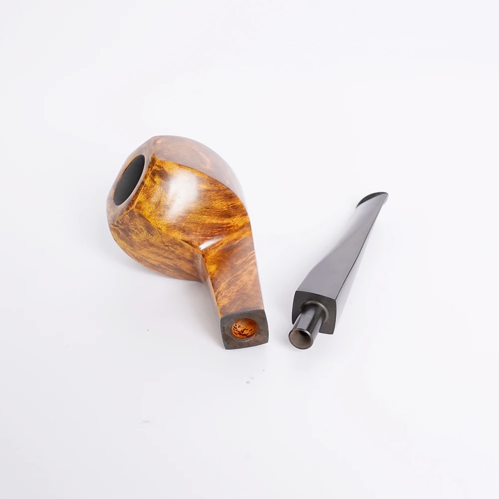 MUXIANG straight handle briar wood tobacco pipe handmade vulcanized rubber pipe mouth six-pointed star bowl 3mm pipe channel