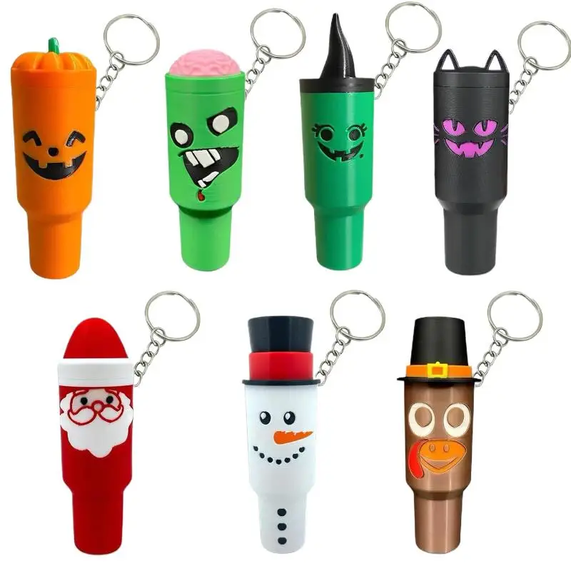 Mini-Tumbler-Schlüsselanhänger, Behälter, Chapstick-Halter, lustiger Schlüsselanhänger, Handtaschenanhänger, dekorativer Anhänger, Hallowmas, Weihnachten, Partygeschenke