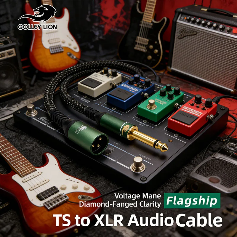 GOLLEY LION TS 1/4'' Male to XLR Male Unbalanced Cable 6.35mm to XLR Cord for Dynamic Microphone Mono Mic Cable