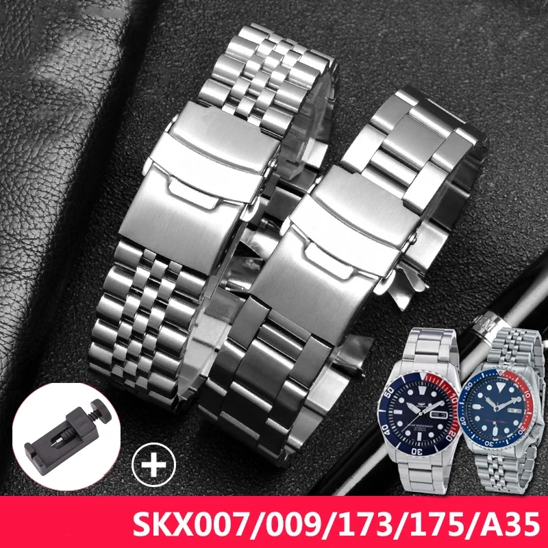 

For Seiko Stainless Steel Band Skx007 Skx009 SRPD63K1 Skx173/175/A35 20mm 22mm Strap Srpd Jubilee Curved Bracelet Accessories