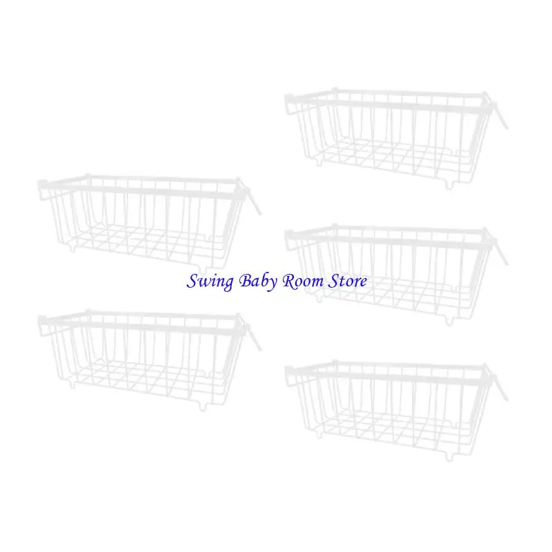 مجموعة K1AD من 5 حاويات تخزين الفريزر صناديق فريزر سلة سلة سلة معدنية مع مقبض ملمس معدني للتجميد