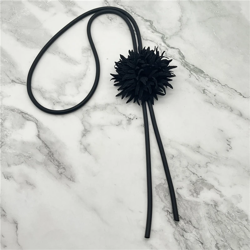 UKEBAY New Designer Handmade Luxury Jewelry For Women Long Necklace Black Flower Pendant Necklaces Bohemia Sweater Chains
