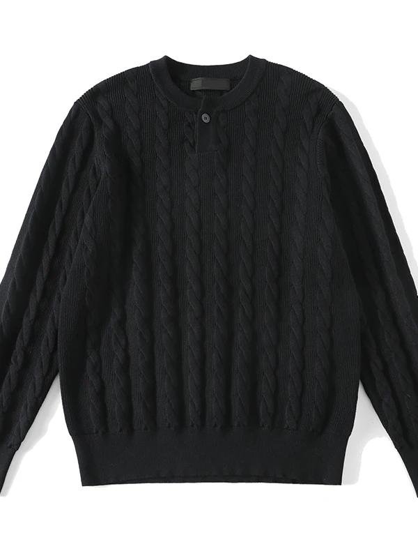 

Классический вязаный длинный свитер в стиле ретро, мужской осенний свитер с воротником Генри, текстурированное плетение, мягкий удобный корейский трикотаж