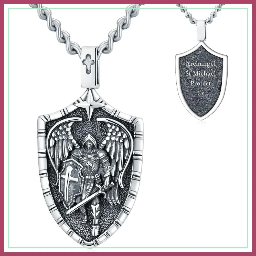 

925 Sterling Silver Patron Saint Amulet Necklace for Men Women Protection Medal Jewelry Birthday Gift
