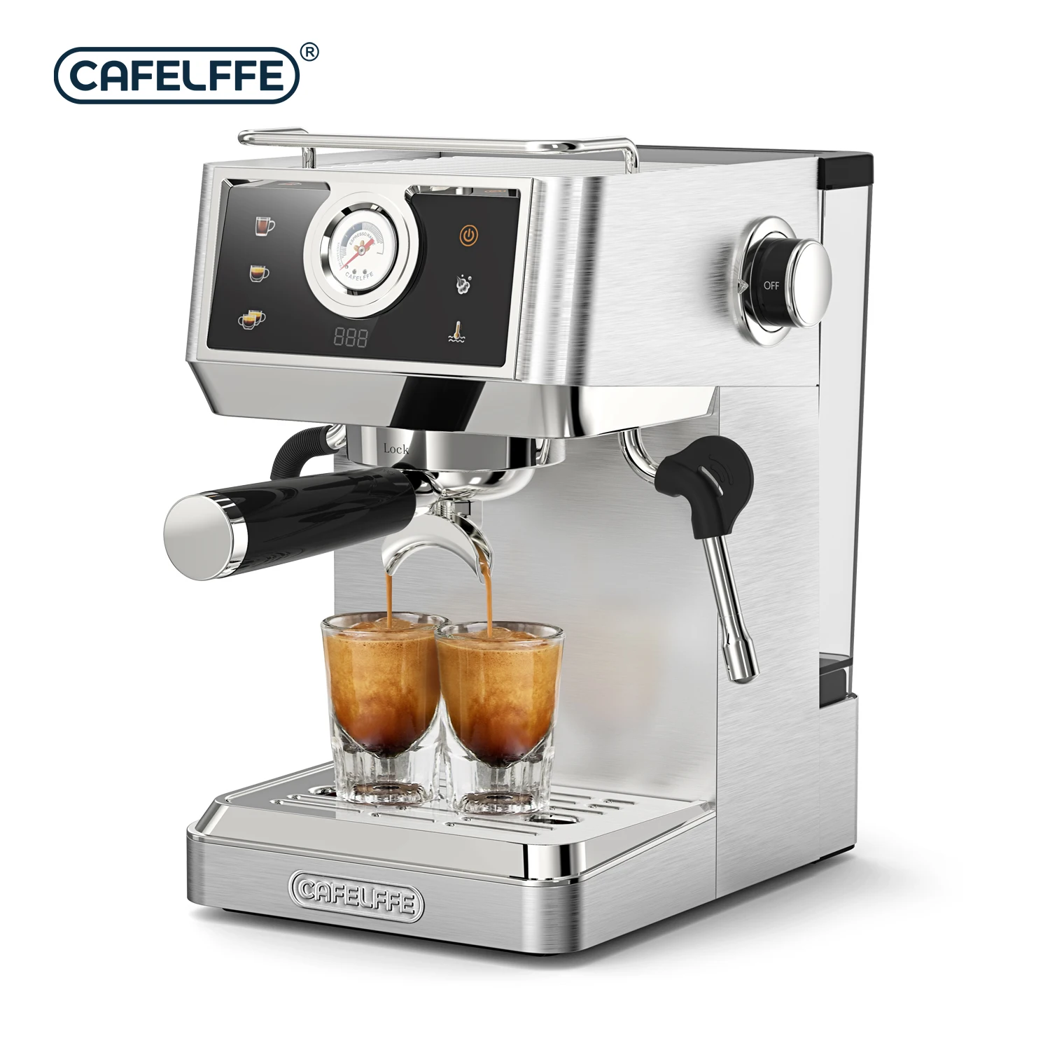 CAFELFFE Macchina per Caffè Espresso 58mm, Macchina da Caffè con Montalatte Integrato