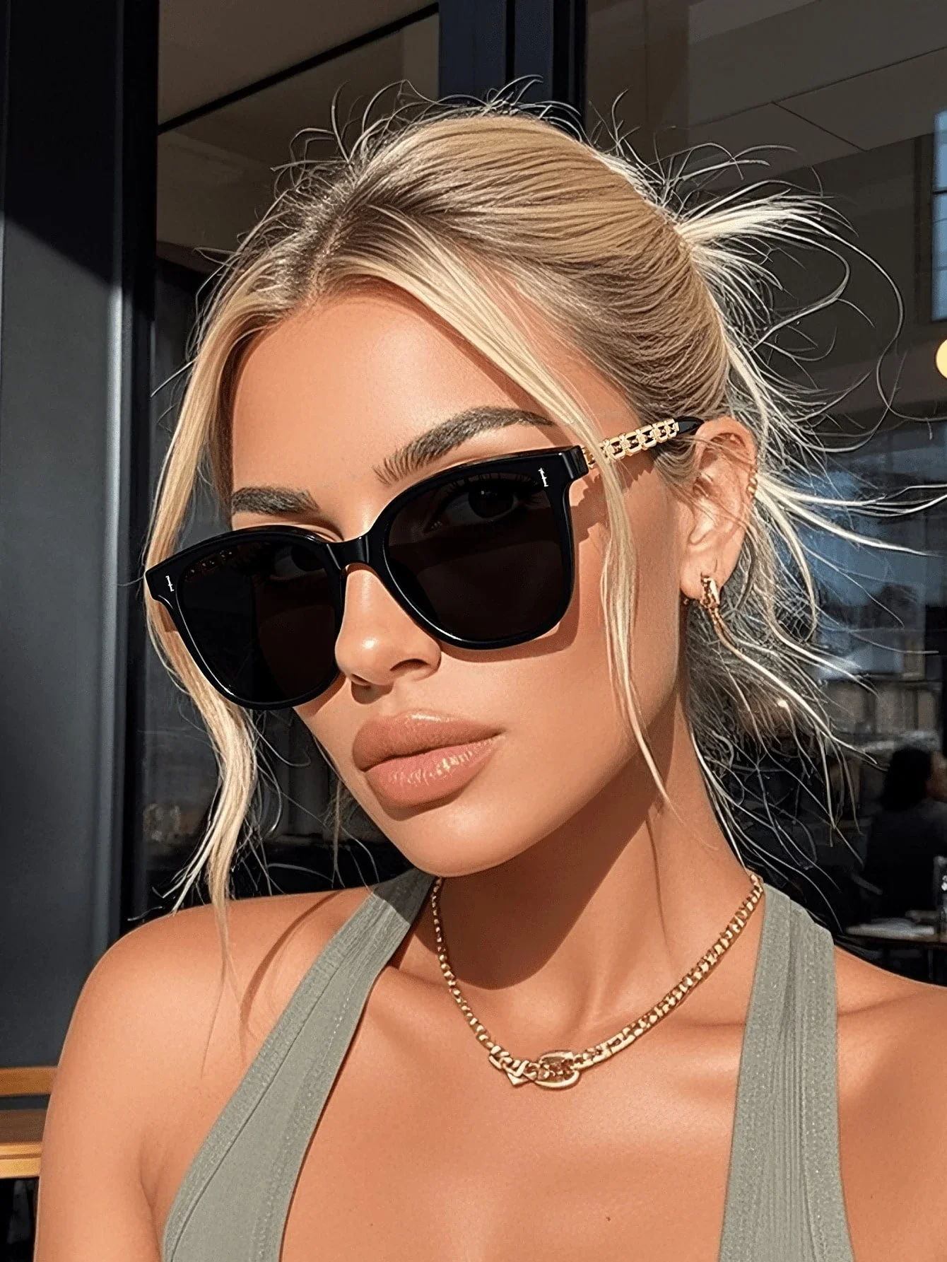 

1pc Women Plastic And Metal Round Full Frame Classy Aesthetic Shades Basics Korean Style Classic Cool Fashion Sunglasses