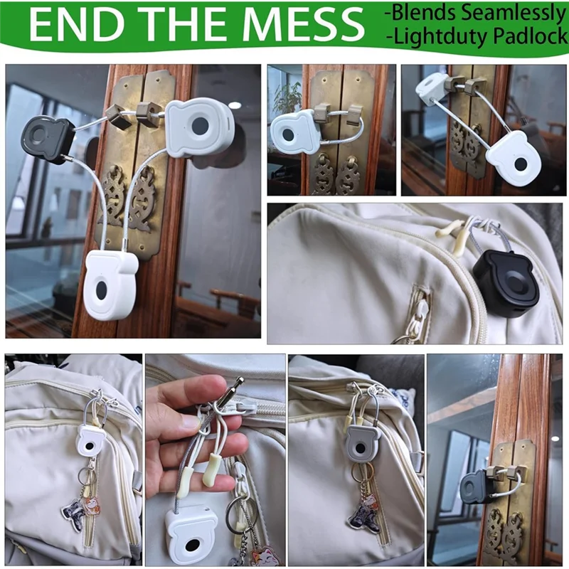 【HASD】2X قفل كابل ذكي مزلاج بصمة الإصبع 20 مستخدم للخزائن، لحقيبة الظهر للأمتعة، لمدرسة السفر RV