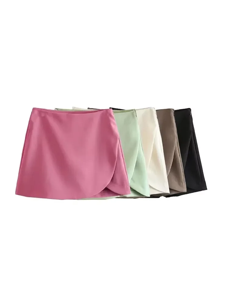 Women Fashion Pareo Style Shorts Skirts Vintage High Waist Side Zipper Female Skort Mujer image 6