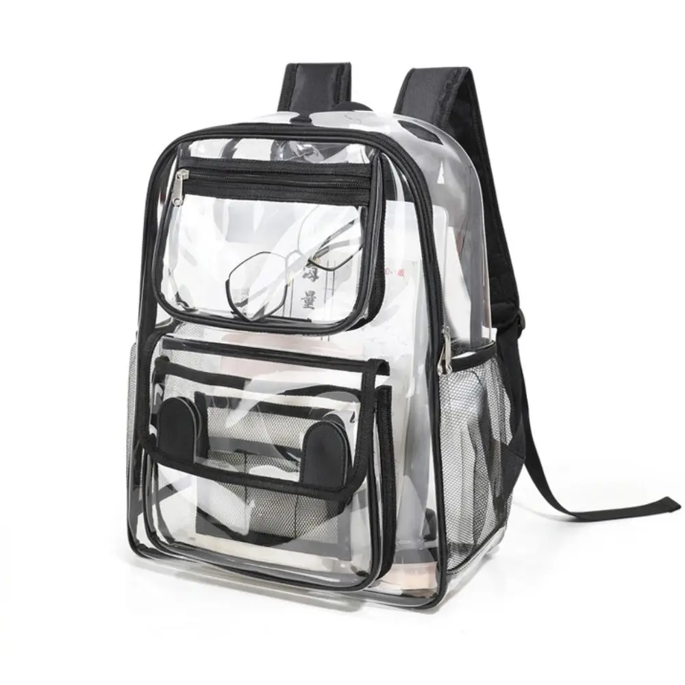 Casual PVC Transparent Backpack Large Capacity Waterproof Travel Rucksack See Through Clear Student School Bag