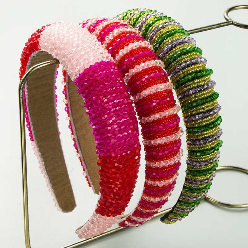 Hot-selling Korean version of crystal color matching pink Valentine's Day headband versatile high cranial top holiday headgear h