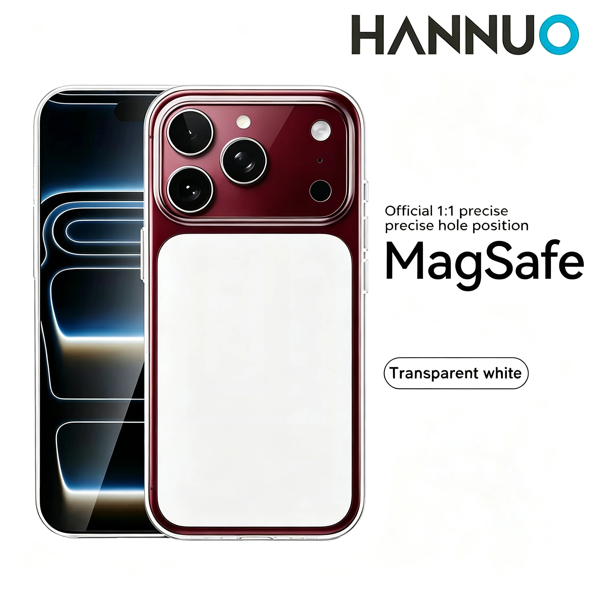HANNUO – magnetyczne etui do iPhone 17 i 18 Pro MAX, odporne na wstrząsy, kompatybilne z ładowarką bezprzewodową, przezroczyste. — zdjęcie produktu 7