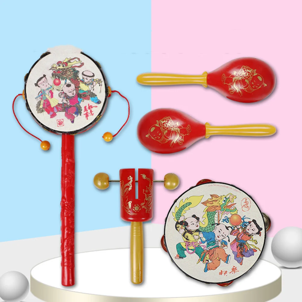 5 stuks Baby Shaker Rammelaar Drums Vroege Educatieve Diverse Kleur Handheld Drum Geluid Baby Coördinatie Speelbal