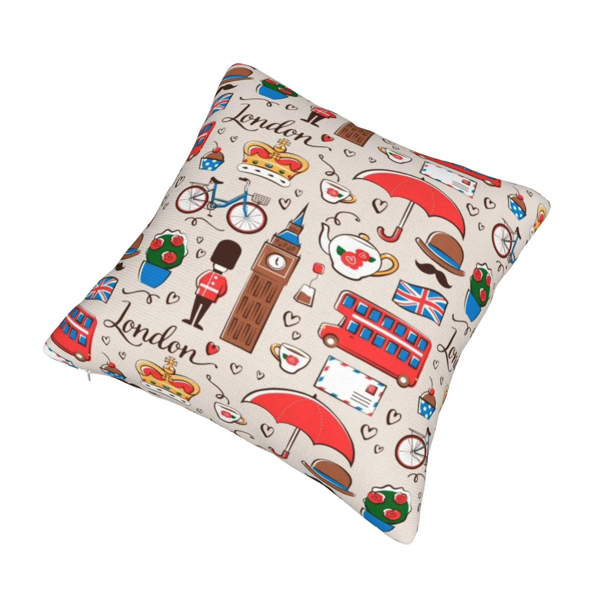 London Pattern Nordic Throw Pillow Covers Home Decorative British Flag UK Red Bus Sofa Cushion