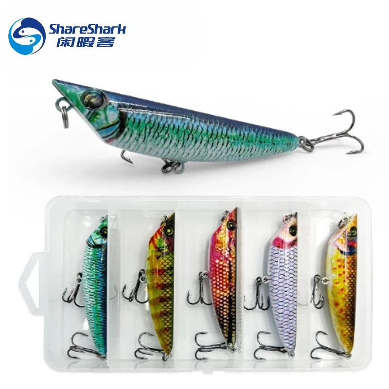 

5pcs/Box 3D Simulation Printing Swimbait Topwater Realis Pencil Lure Saltwater Slow Sinking Floating Hard Fishing Lure Set