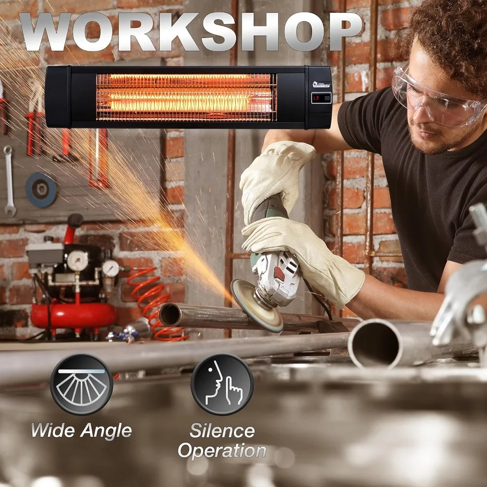 Dr เครื่องทําความร้อนอินฟราเรด DR-238 คาร์บอนอินฟราเรดเครื่องทําความร้อนกลางแจ้งสําหรับร้านอาหาร, ลานบ้าน, สนามหลังบ้าน, โรงรถและดาดฟ้า, มาตรฐาน, สีดํา