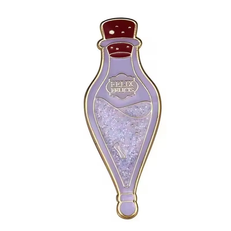 Cute Cartoon Magic Prop Metal Brooch Medicine Bottle Enamel Pins Creative Skeleton Dropper Bottle Badge Backpack Decoration Gift