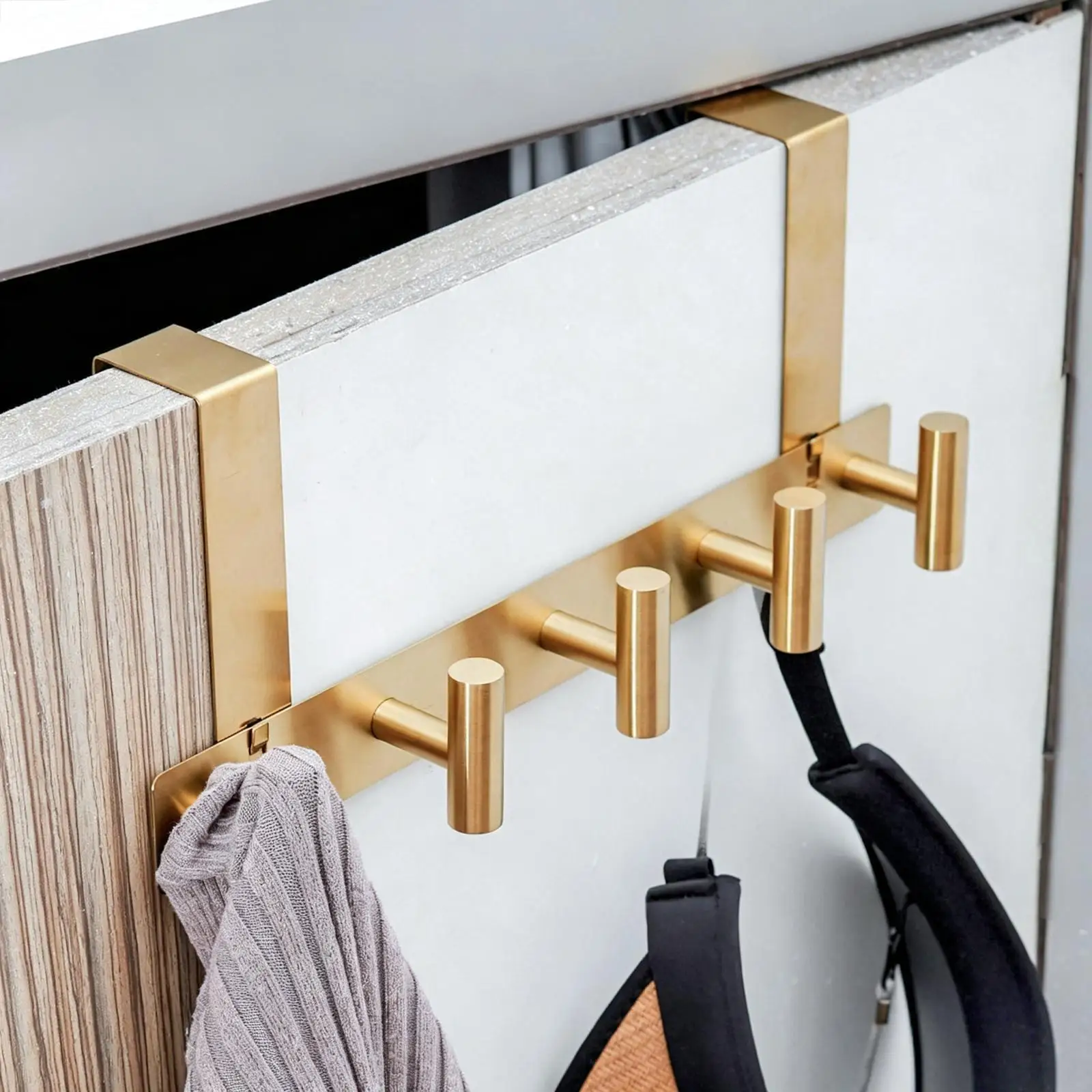 Over Door Hook No-Drill Non-Slip Stainless Steel Storage Rack Over The Door Clothes Hanger For Bathroom Bedroom Living Room