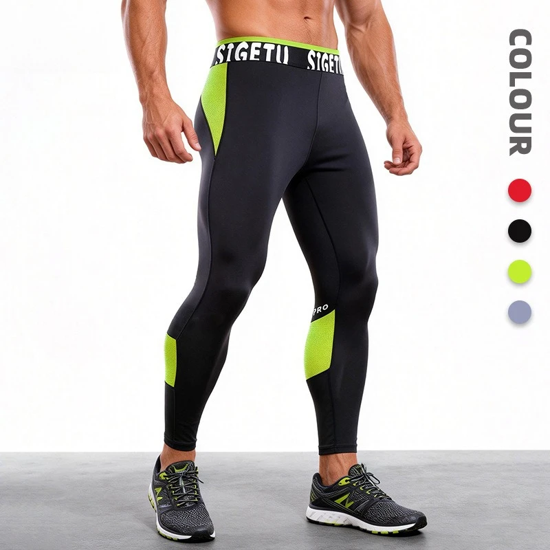 Professional Grade Nylon Spandex Men's Compression Pants for Marathon Runners Men's Running Tights Muscle Fit Seamless Crossfit