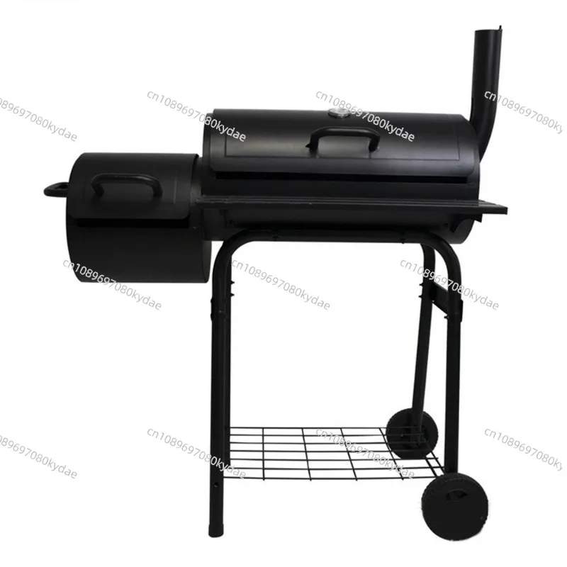 Double sided large charcoal smoked barbecue grill, outdoor household thick American style barbecue grill camping charcoal grill