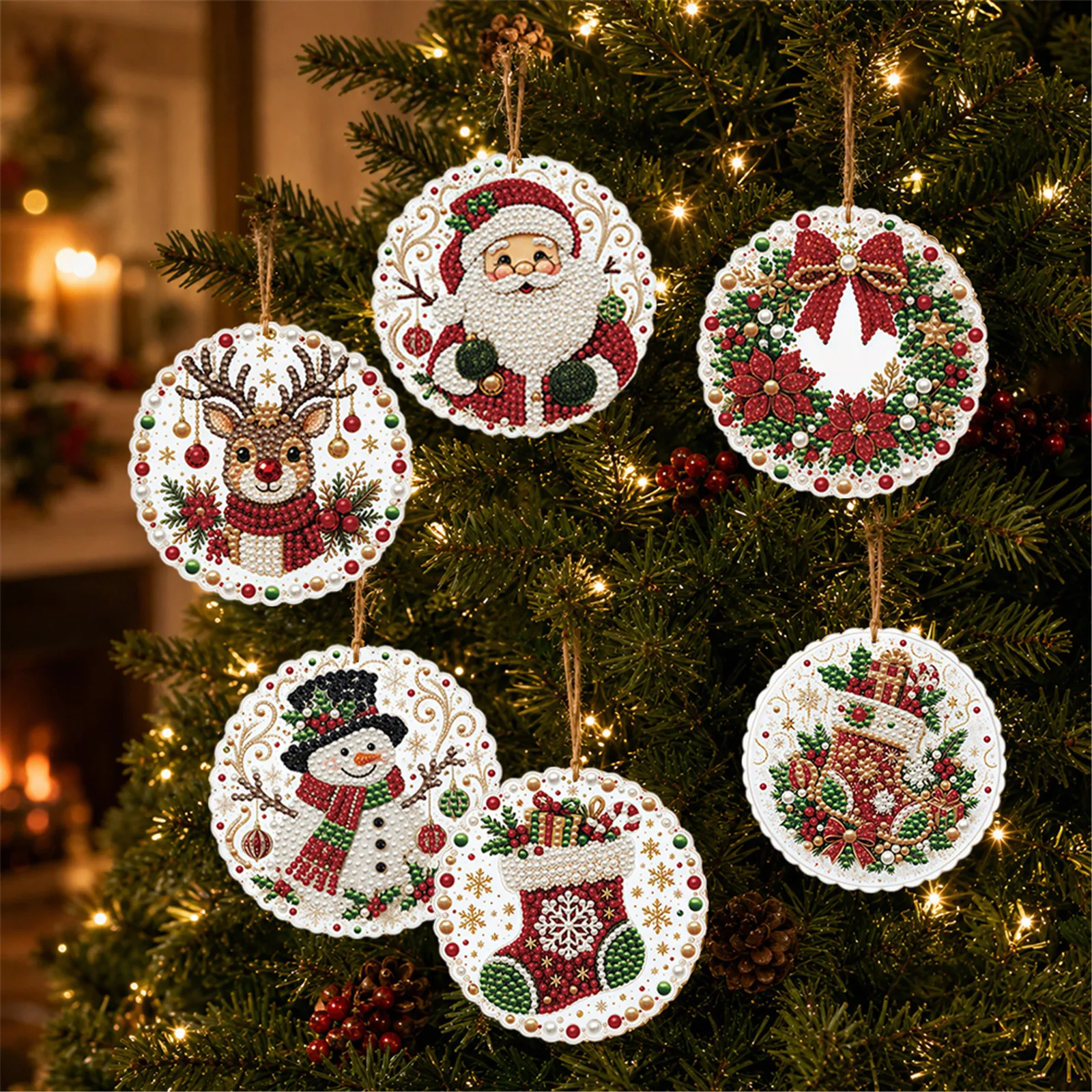 6pcs Wooden Christmas Ornament - Xmas Resin Art review and price