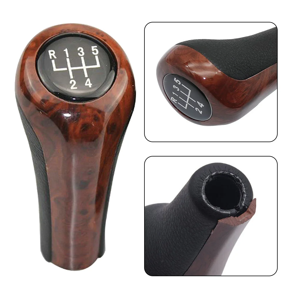 5/6 Speed Gear Shift Knob Wood Grain Leather For BMW E30 E36 E46 E39 E34 Z3 E53 Interior Replacement Parts Gear Shift Knob