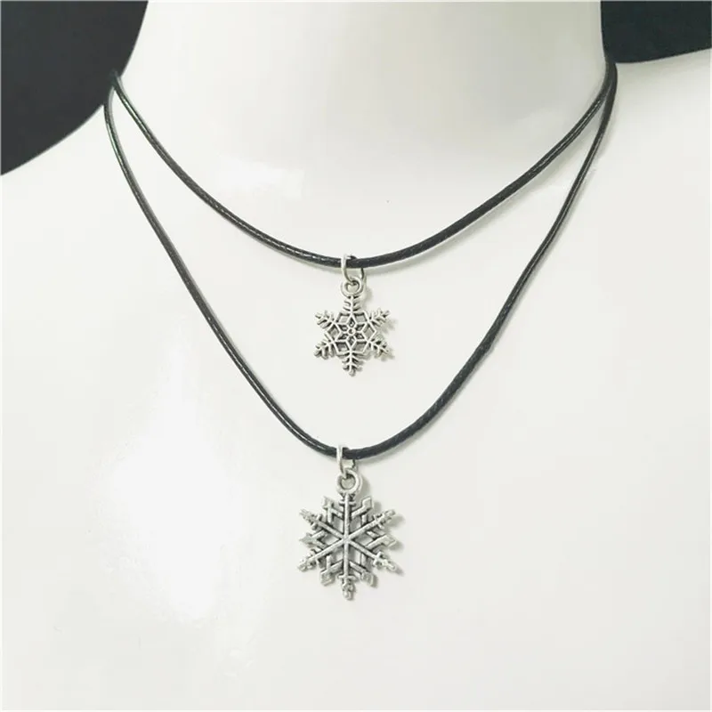 Hot Personality Gothic Cross Key Leather Rope Necklace Fashion Love Leaf Strip Wax Cord Necklace Women's Christmas Gift