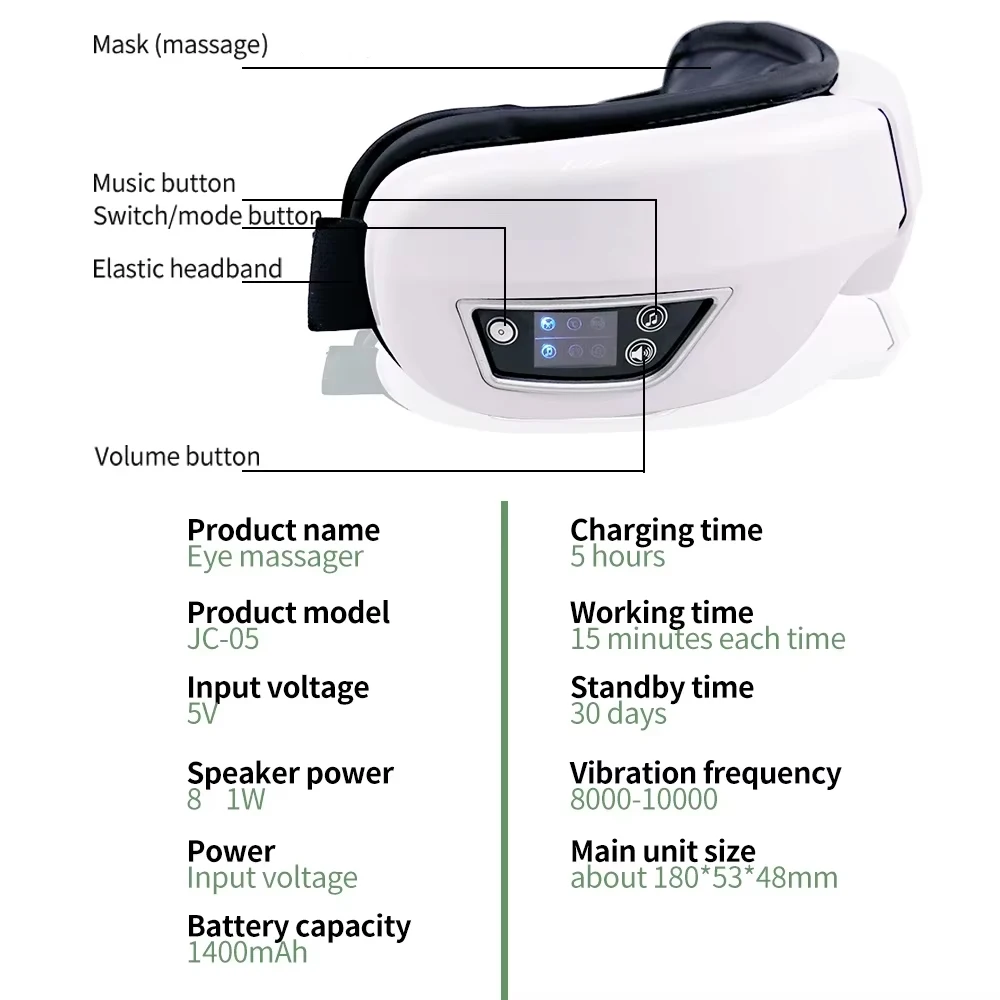 6D Smart Vibration Airbag Compress Eye Massager Eye Care Instrument Bluetooth Music Eye Massage Glasses Eye Relax Fatigue Pouch