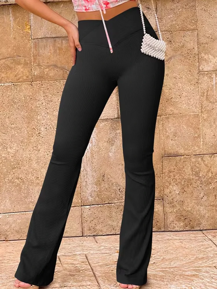 Women\'s Yoga Pants Micro Flared Pants Waist Cinching Hip Lifting Show High Legging Elasticity Breathable Casual Sports Gym Wear