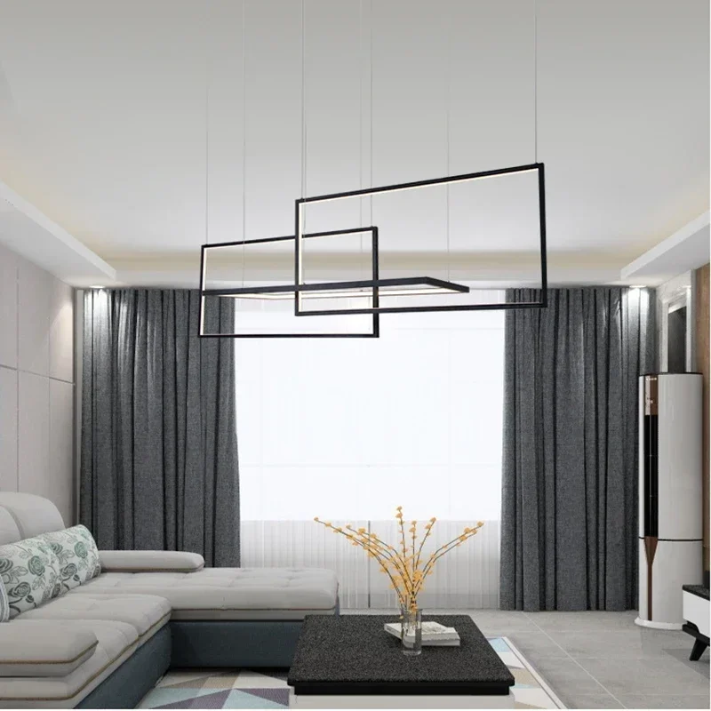الحديثة مستطيلة Led أضواء الثريا غرفة المعيشة الطعام قلادة أضواء ديكور المنزل بار المطبخ دراسة مصباح معلق الإنارة #4