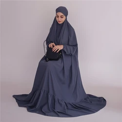 Women Khimar Prayer Garment Ramadan Muslim Abaya Kaftan Women Kaftan with Hijab Abayat Modest Dress Robe Islamic Arab Clothing