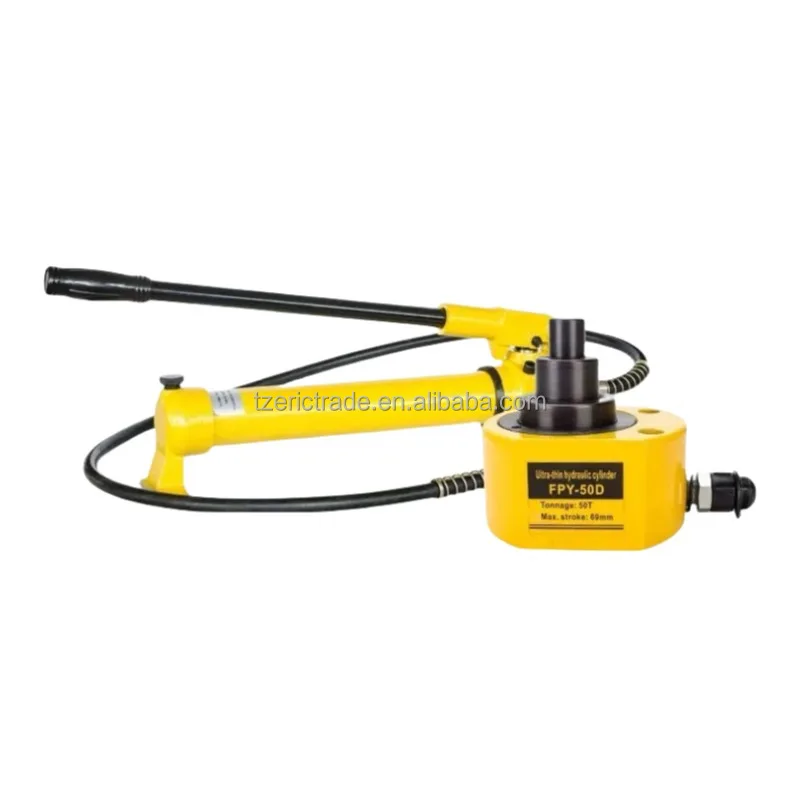 FPY-50D Portable Hydraulic Ram Cylinder Jack Low Profile Multi-Section Stroke Alloy Steel Lifting Tools Manual Pump 50T